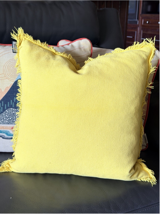 Urban Loft by Westex Other - Urban Loft by Westex Ombre Fringe Yellow Feather Filled Decorative Throw Pillow